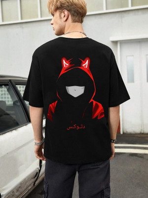 BubbleTwistt Printed Men Round Neck Black T-Shirt
