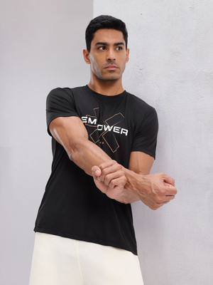 HRX by Hrithik Roshan Printed Men Round Neck Black T-Shirt