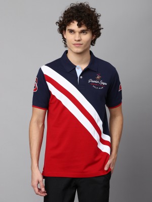 Beverly Hills Polo Club Self Design Men Polo Neck White, Red, Dark Blue T-Shirt