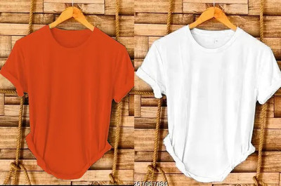 V DAS Solid Men Round Neck Reversible Orange T-Shirt