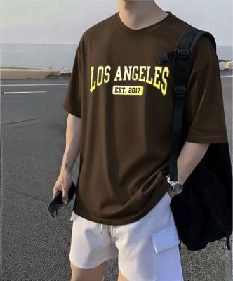 tshirt Solid Men Round Neck Brown T-Shirt
