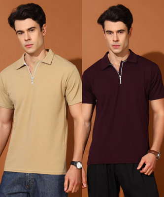 METRONAUT Solid Men Polo Neck Multicolor T-Shirt