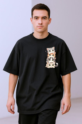 BLOSSOMTRADER Typography Men Round Neck Black T-Shirt