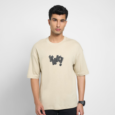 Street 808 by Pantaloons Printed Men Round Neck Beige T-Shirt
