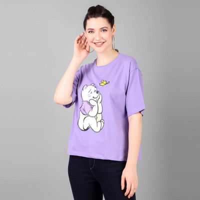 Glam Girl Printed Men Round Neck Purple T-Shirt