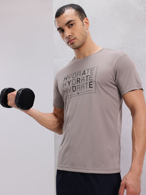 HRX by Hrithik Roshan Printed Men Round Neck Grey T-Shirt