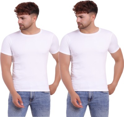 KASPY Solid Men Round Neck White T-Shirt