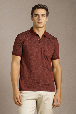 LOUIS PHILIPPE Printed Men Polo Neck Maroon T-Shirt