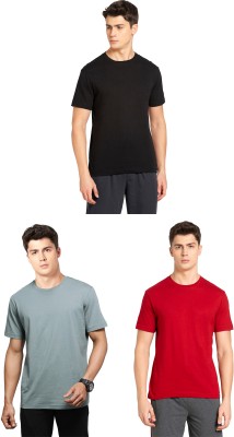 JOCKEY Solid Men Round Neck Black, Red, Grey T-Shirt