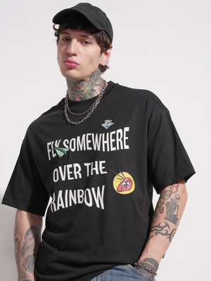 HIGHLANDER Printed Men Round Neck Black T-Shirt