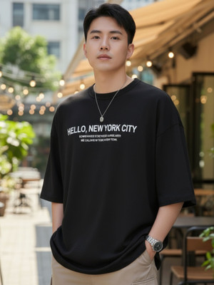 FLYIND VOGUE OUTFIT Printed, Graphic Print Men Round Neck Black T-Shirt