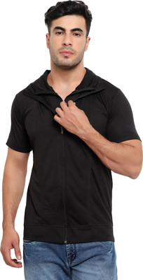 JB Jangoboy Solid Men Polo Neck Black T-Shirt
