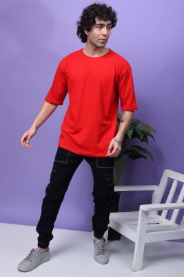 Madfrog Solid Men Round Neck Red T-Shirt