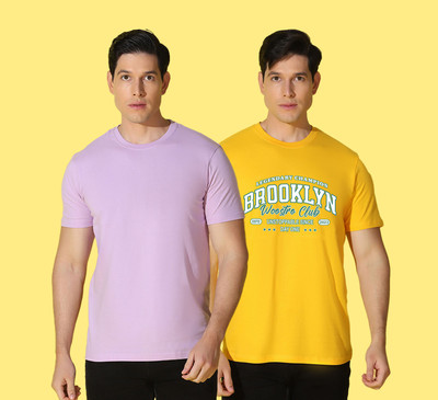 WOOSTRO Graphic Print, Solid Men Round Neck Multicolor T-Shirt