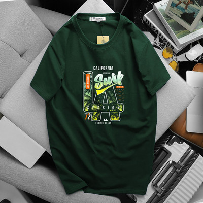 Magneto Printed Men Round Neck Dark Green T-Shirt