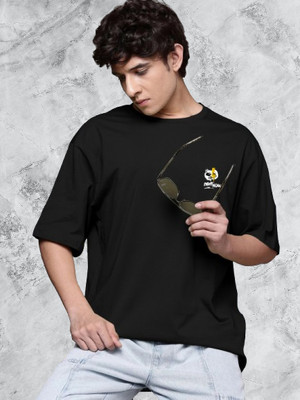 Dark Drive Printed Men Round Neck Black T-Shirt