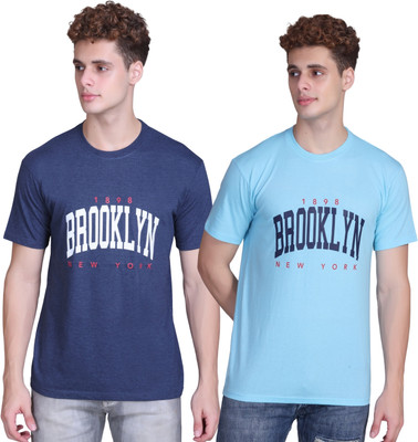 Zeffit Printed Men Round Neck Light Blue, Blue T-Shirt