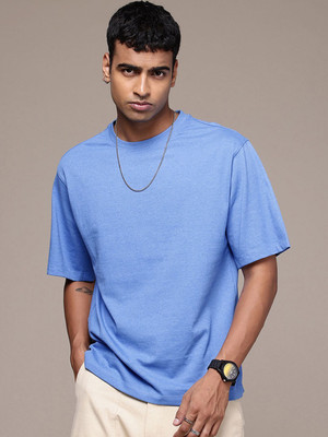 R.Code by The Roadster Life Co. Printed Men Round Neck Light Blue T-Shirt