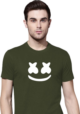 Organic Chics Printed Men Round Neck Green T-Shirt