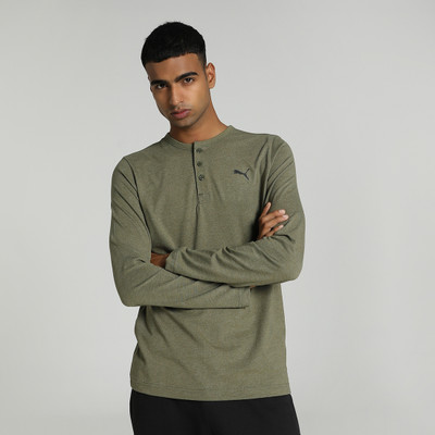 PUMA Solid Men Crew Neck Green T-Shirt