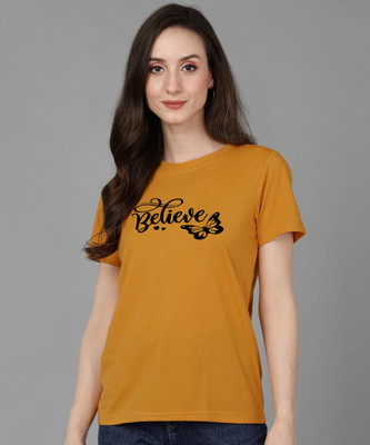 Adyavastram Printed Women Round Neck Purple T-Shirt