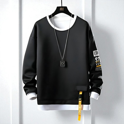 Autna Printed Men Round Neck Black T-Shirt