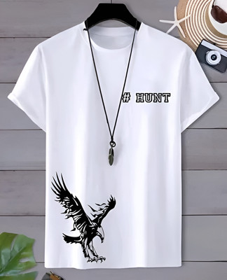 TDFASHIONS Printed Men Round Neck White T-Shirt