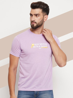 UBX Printed Men Round Neck Purple T-Shirt