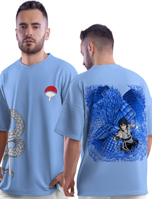 Thecrazymonk Graphic Print Men Round Neck Light Blue T-Shirt