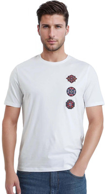 RARE RABBIT Graphic Print Men Crew Neck White T-Shirt