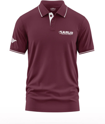 Warriorworld Solid Men Polo Neck Maroon T-Shirt