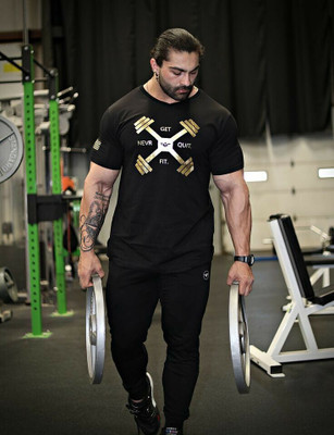 SPOWEARY Printed Men Round Neck Black T-Shirt