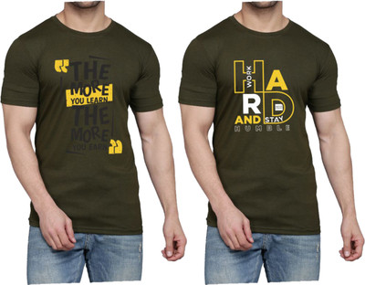 WOOSTRO Graphic Print Men Round Neck Dark Green T-Shirt
