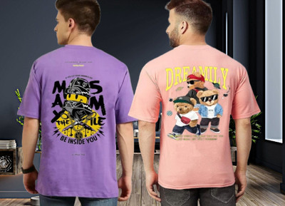 Parona Typography, Printed Men Round Neck Purple, Pink T-Shirt