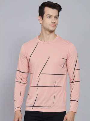 ELBATROSS Printed Men Round Neck Pink T-Shirt