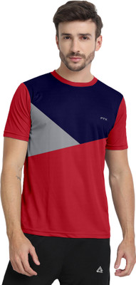 FTX Colorblock Men Round Neck Red T-Shirt