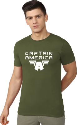 London Crew Typography Men Round Neck Green T-Shirt