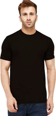 New Trends Collection Self Design Men Round Neck Black T-Shirt