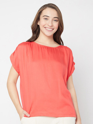 VERO MODA Solid Women Round Neck Red T-Shirt