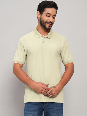 CANTABIL Solid Men Polo Neck Green T-Shirt