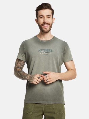 Octave Graphic Print Men Round Neck Green T-Shirt