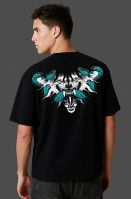 Dripghost Solid Men Round Neck Black T-Shirt