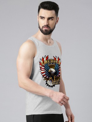 Triptee Printed Men Scoop Neck Grey T-Shirt