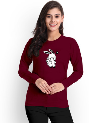 ZentWorld Printed Women Round Neck Maroon T-Shirt