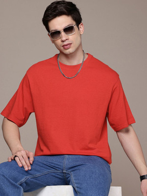 Moda Rapido Solid Men Round Neck Red T-Shirt