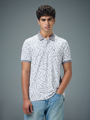 TECHNOSPORT Self Design Men Polo Neck Grey T-Shirt