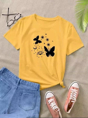 Datalact Casual Printed Women Yellow Top