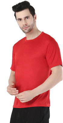 Garmin Solid Men Round Neck Red T-Shirt