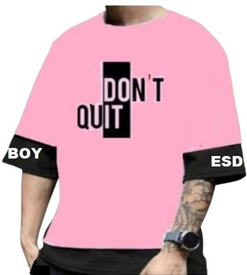 TARSHI Printed Men Round Neck Pink T-Shirt