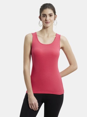 JOCKEY Solid Women Round Neck Pink T-Shirt